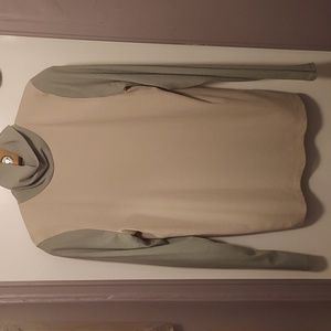 Madewell Colorblock Green/Beige Funnel Neck Long Sleeve Top sz XL